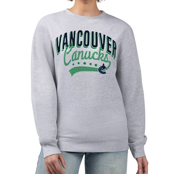 Women's G-III 4Her by Carl Banks Heather Gray Vancouver Canucks Filigree Team Graphic Fleece Pullover Sweatshirt