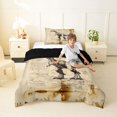 thumbnail image 4 of Homewish Retro Dinosaur Sketch Twin Comforter Sets,Rustic Wildlife Bedding Set,Brown,Black Reversible,2 Pieces,1 Comforter and 1 Pillowcase, 4 of 7
