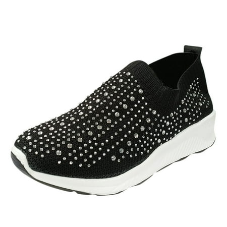 

Sneakers for Women Women S Ladies Crystal Mesh Fabric Breathable Sport Sneakers Running Shoes Womens Sneakers Mesh Black 38