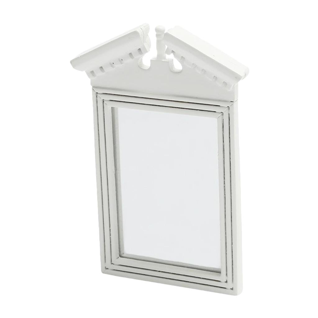 Miniature Dollhouse Mirror Glass Wood Wall Fancy Frame Home Decor  Scale 1:12 