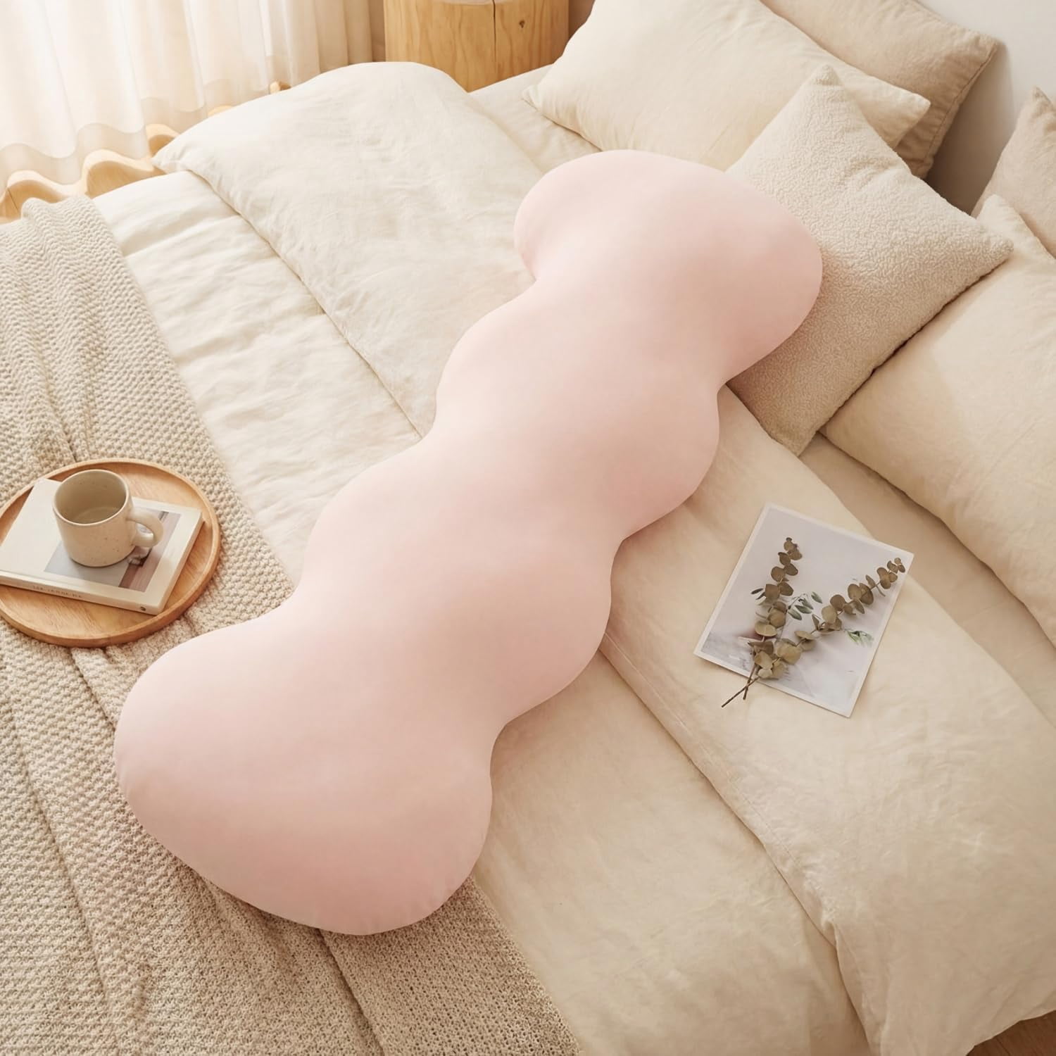 2026 New Pea Pod Body Pillow for Side Sleeper,Ergonomic S-Shaped Full Body Support Pillow for Adults,Long Cooling Hug Pillow for Back Neck Hip & Leg Support,Soft Bolster Pillow (Purple, 120 * 53cm)