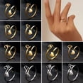 thumbnail image 3 of GKNET Stainless Steel Heart 26 A-Z Initial Letters Open Ring Adjustable Women Party-Gold Z, 3 of 9