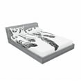 thumbnail image 3 of Ambesonne Tribal Fitted Sheet & Pillow Sham Set, Native Feathers, Twinxl, White and Black, 3 of 3