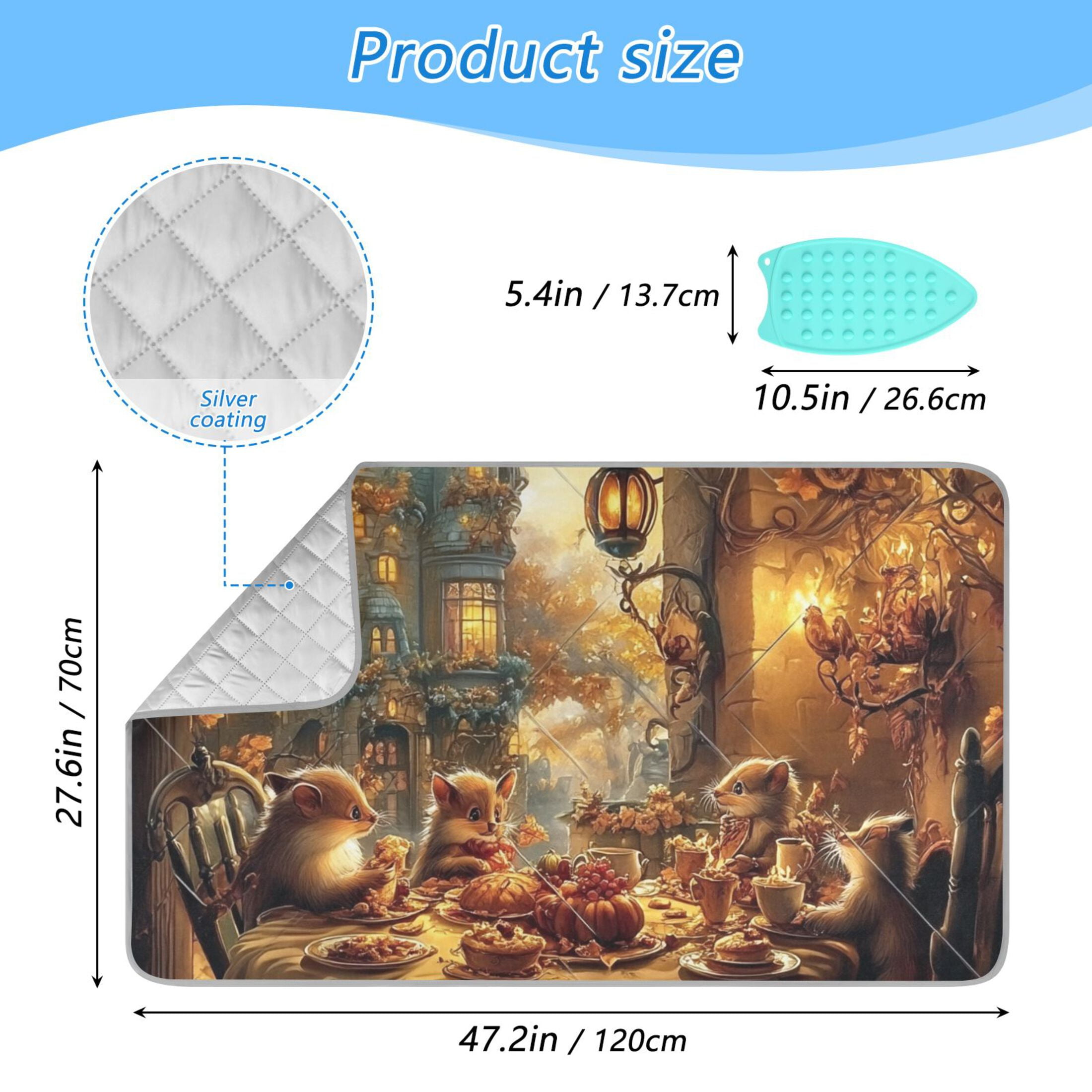 Animal Castle Dinner Ironing Mat Blanket for Table Top Travel Portable Ironing Board Pad 47.2x27.6 Inch
