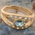 thumbnail image 5 of LBG British Made 10k Rose Gold Natural Aquamarine & Diamond Womens Anniversary Ring - 33 size options - Size 4.5, 5 of 7