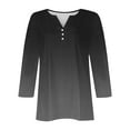 thumbnail image 5 of Fznquz Casual Womens Tshirt Long Sleeve Black V Neck T Shirts Button Spring Summer Gradient Womens Tops XXXL, 5 of 5