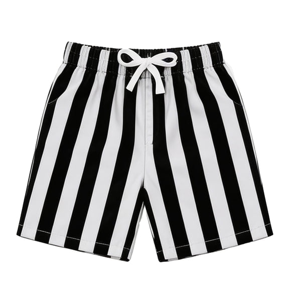 Likimi Toddler Boys Shorts With Pocket Striped Print Elastic Waist Drawstring Lightweight Summer Comfortnable Shorts Black Size 2-3 Years