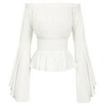 thumbnail image 6 of IWEMEK Women Tops Renaissance Shirt Cosplay Pirate Costume Fall Solid White Flowy Top Strapless Elegant Long Sleeve Blouses, 6 of 7