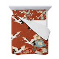 thumbnail image 7 of Quilts Twin Size Bedding Set, Japanese Style Lightweight Quilted Comforter, Red Farmhouse Botanical Peony Birds Soft Reversible Bedspread Coverlet with Pillow Covers for All Season, 68" x 86", 7 of 7