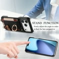 thumbnail image 6 of For iPhone 17 Pro Phone Case,With 360° Rotatable Ring Kickstand,Detachable Long Shoulder Strap,Card Slots,Shockproof Anti-fall PU Leather Anti-Scratch Back,Durable Wallet Phone Case,Black, 6 of 9