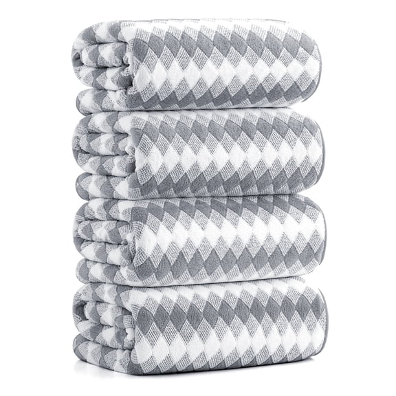 Smuge 4 Pack Bath Towels Extra Large 35"x 70"Highly Absorbent Quick Dry Bath Towels Oversized Microfiber Bath Sheets Soft Luxurious Towels for Bathroom Kitchen Spa Hotel Gym (Light Gray)