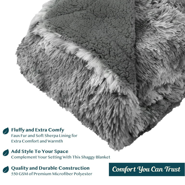 PAVILIA Soft Fluffy Faux Fur Throw Blanket, Twin Tie-Dye Grey, Shaggy Furry  Warm Sherpa Blanket Fleece Throw for Bed, Sofa, Couch, Decorative Fuzzy  Plush Comfy Thick Throw Blanket, 60x80 Inches 
