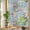 Green, variant on Pink Floral Window Privacy Film, Blue Splicing Stained Glass Rainbow Film Decorative Window Clings, Static Cling Sun Blocking Stickers 17.7" x 39.3"