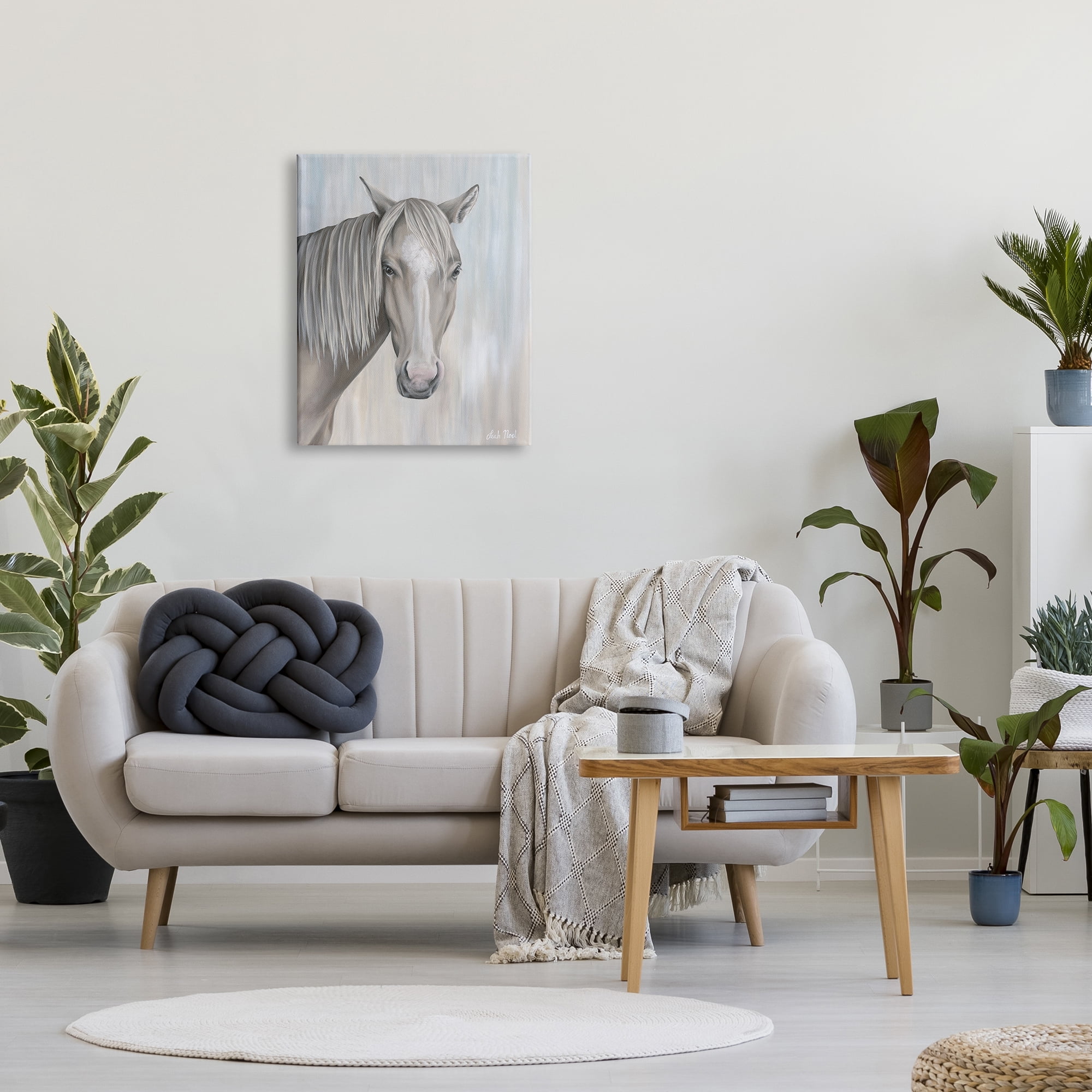 Stupell Industries Neutral Grey Horse Portrait Animals & Insects Painting Gallery Wrapped Canvas Art Print Wall Art, 24 x 30