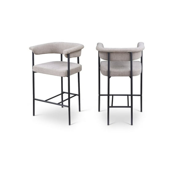 Meridian Furniture Malin Taupe Linen Textured Fabric Counter Stool (Set of 2)