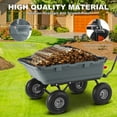 thumbnail image 3 of Garden Dump Cart Wagon, Poly Dump Cart with 10in Tires & 180° Towing Handle, Heavy Duty Wheelbaroow Yard Dump Carts and Wagons for Lawn Tractor, 800 Pound Capacity, 3 of 8