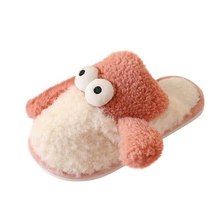 

Fesfesfes Cartoon Cute Plush Slippers Winter Warm Indoor Home Furry Thickening Couple Household Plush Slippers Clearance