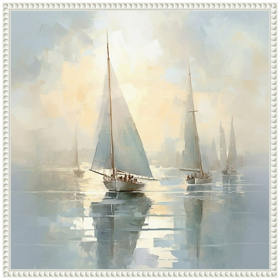 Amanti Art Silent Sailing Boats I Framed Canvas Wall Art Print