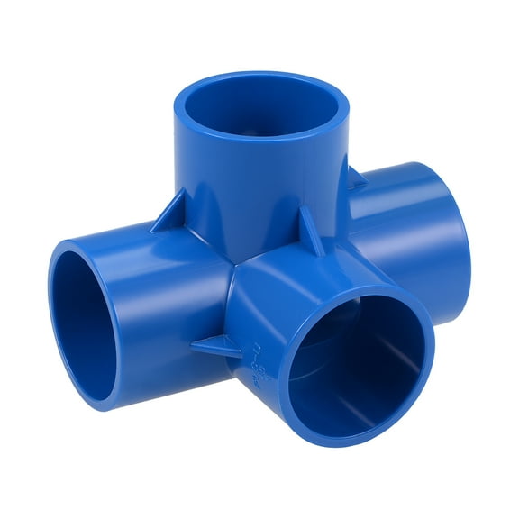 4-Way Elbow Pipe Fitting,Furniture Grade,1-1/4-inch Size Tee Corner Fittings Blue 2Pcs