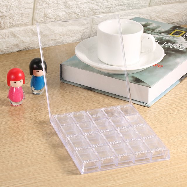 Caja de decoración de uñas, caja de acrílico transparente con 20 rejillas para diamantes de imitación, contenedor de cuentas, integración perfecta