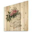 thumbnail image 2 of Designart 'White Flowers and Pink Roses On Cake' Traditional Print on Natural Pine Wood, 2 of 5