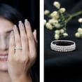 thumbnail image 3 of Rosec Jewels 3 Row Diamond Band Ring - Lab Grown Diamond Wedding Ring (EF-VS Quality, with Jewelry Box), 14K White Gold, US 9.50, 3 of 8