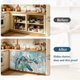 thumbnail image 4 of Sea Turtle Coastal Cabinet Curtain 35"Wx35"L,Dustproof Under Sink Skirt with Self Adhesive Tape,Summer Beach Teal Coral Starfish Cabinet Curtain Cover for Kitchen Sink,Bathroom Vanity,Laundry Room, 4 of 9