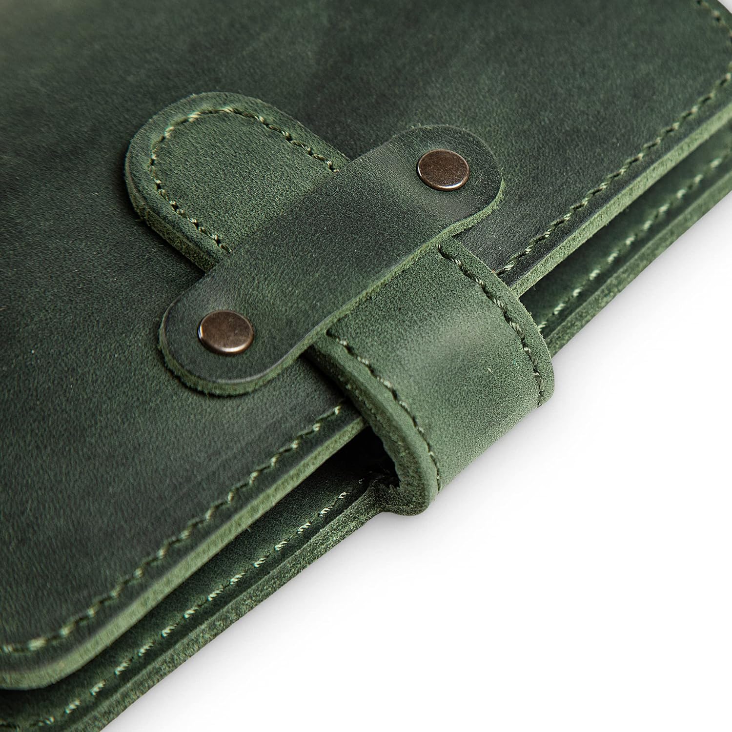 PEGAI Leather Journal Notebook Cover - Refillable Travel Notebook | Leather Bound Notebook Journal for Writing | DuPage Green, Pocket | Unlined