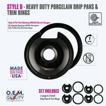 Range Kleen P1056RGE8 Style D 2 Large and 2 Small Drip Pans and Trim Rings Set