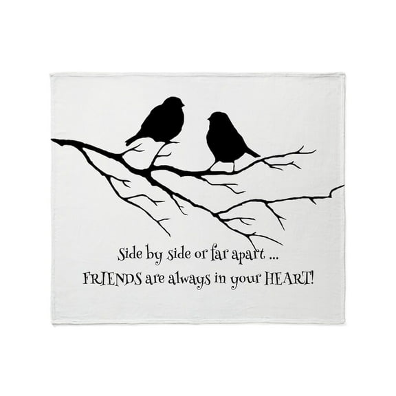 CafePress - Friends In Your Heart Quote Cute Birds On Branch Q - Soft Fleece Throw Blanket, 50"x60" for All Ages