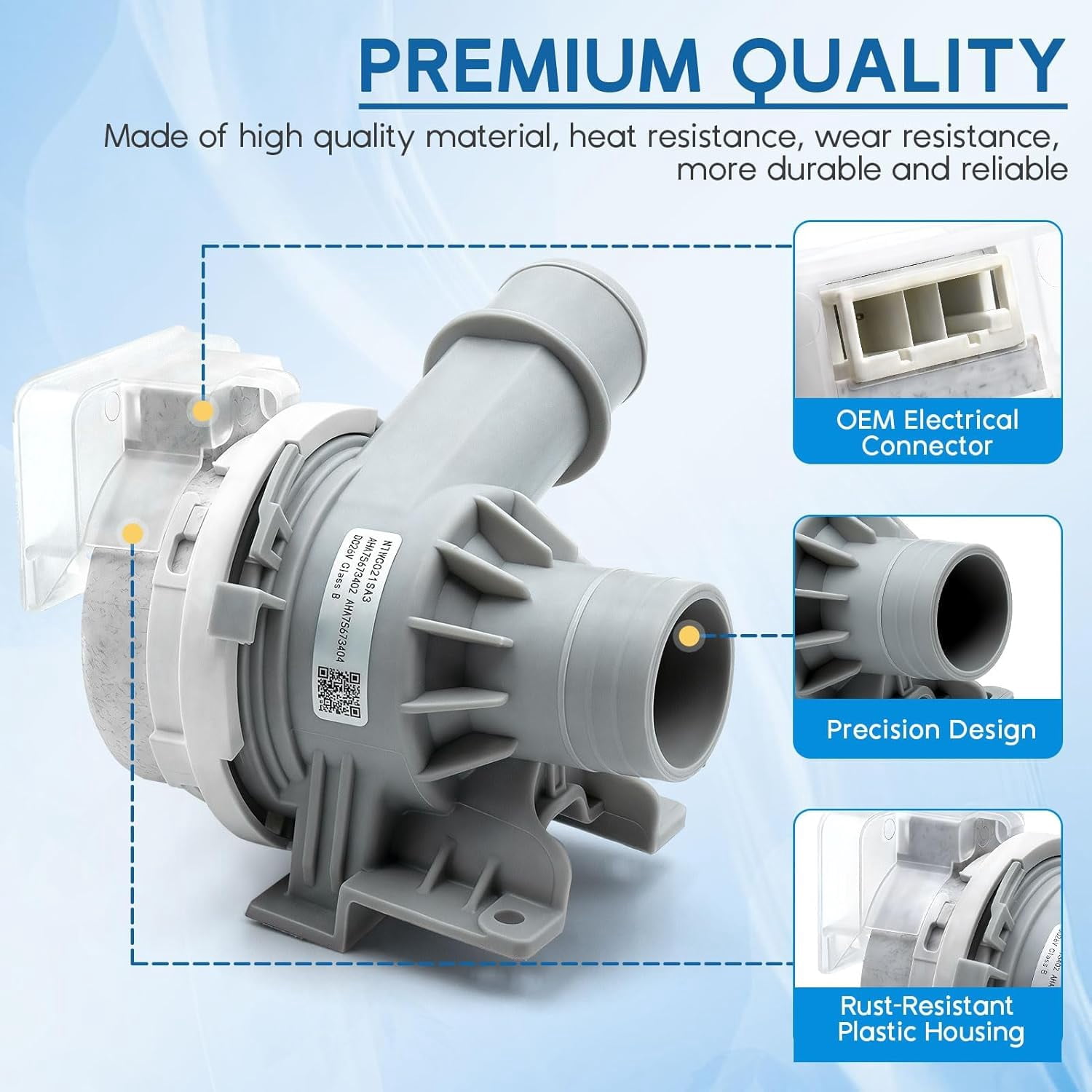 Upgraded AHA75673404 AHA75673402 Washer Drain Pump Assembly for LG Washing Machine Drain Pump Replace AP6978814 PS12748410 WT7405CW WT7250CW WT7405CW