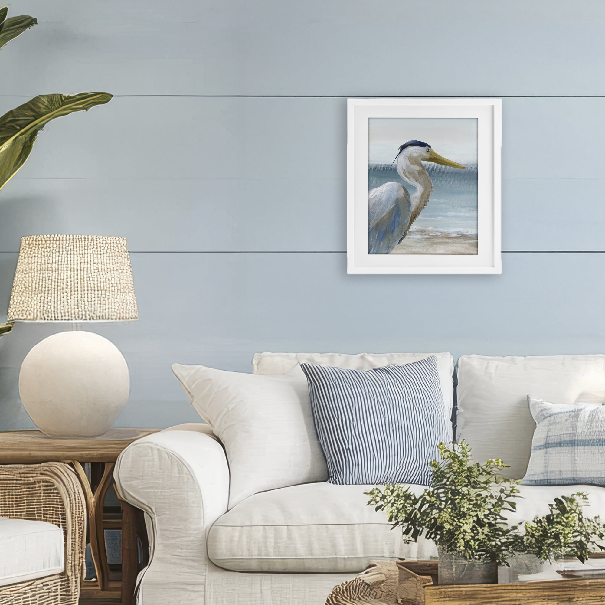 Stupell Industries Right Gazing Heron White Framed Print Under Glass, design by Nan