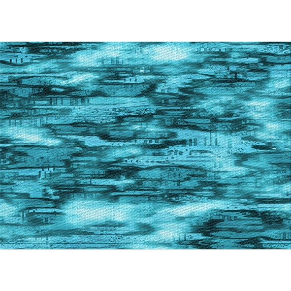 Ahgly Company Indoor Rectangle Patterned Dark Cyan Green Area Rugs, 2' x 5'