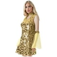 thumbnail image 2 of Nyeemya Women's 70s Retro Disco Dance Dress Hippie Sequin Sensation Dress Cocktail Club Party Dresses Gold S, 2 of 6