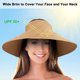 thumbnail image 4 of Visera Mujer Sombrero de Sol de Playa de Paja de ala Ancha Protección UPF 50+ de Verano, Caqui ER, 4 of 5