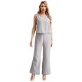 thumbnail image 5 of TTAO Womens Elegant Wedding Guest Pants Suit 3 Piece Set Formal Chiffon Lace Evening Party Outfits Gray-A M, 5 of 7