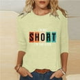 thumbnail image 2 of LYXSSBYX 3/4 Length Sleeve Womens Tops Women's Fashion Casual Color Letters Printing Round Neck 3/4 Sleeve T-shirt Tops Blouse, 2 of 5