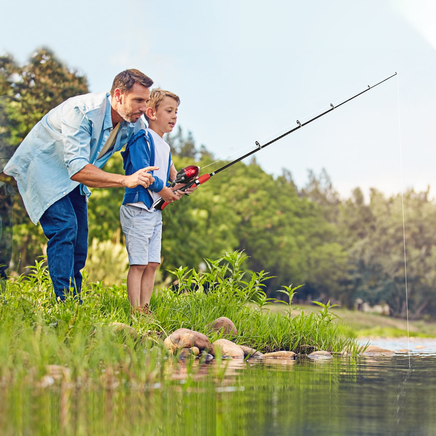 Urban Deco Kids Fishing Pole Set Portable Telescopic Kids Fishing Rod and Reel Combo Kit with Tackle Box for Beginners, Boys,Girls,Youth,Children