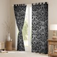 thumbnail image 3 of Homewish Vintage Damask Floral Blackout Curtains Set of 2 (52x84 Each),Gothic Skull Window Curtains,Gray Victorian Curtains and Drapes For Boys Kids,Breathable Bedroom Decorative, 3 of 6