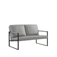 thumbnail image 3 of Seizeen PU Leather 2-Seater Sofa, Modern Accent Loveseat Sofa Chair with Metal Frame, Home Upholstered Comfy Arm Sofa with Padded Back and Seat, for Living Room, Bedroom, Lounge, Gray, L0440, 3 of 8
