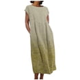 thumbnail image 1 of CHOK Robe pour Femme Grande Taille Décontractée à Manches Courtes, Col Rond, Coupe Ample, Robe d'Été Unie en Lin, Midi Ample et Confortable avec Poches, 1 of 5
