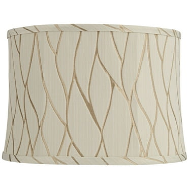 Springcrest Kinmen 15 1/4" Top x 16" Bottom x 11" High x 11" Slant Print Lamp Shade Cream Drum Softback Washer Harp Finial