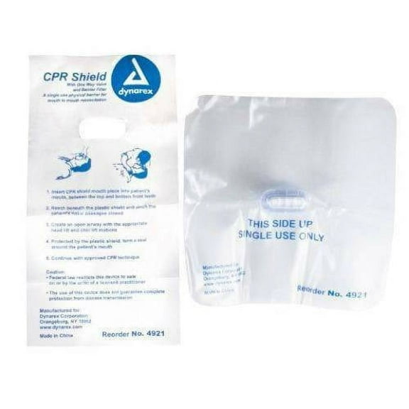 4 Pack Dynarex CPR Face Shield With 1 Way Valve And Barrier Filter