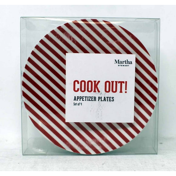 Martha Stewart Cook Out! Appetizer Plates Red/Black 4 Count
