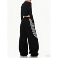 thumbnail image 3 of EMMIOL Women's Y2K Striped Baggy Sweatpants, High Waisted Wide Leg Casual Joggers with Drawstring Waist and Cuffs, 3 of 7