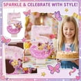 thumbnail image 5 of Creative Cartoon Numeral Birthday Candle, Pink Number Cake Topper with Butterfly Decoration, Elegant Party Supplies for Anniversary Celebration, Number 5, 5 of 6
