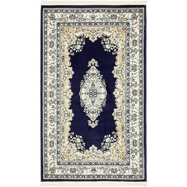 Unique Loom Narenj Medallion Textured Area Rug 3' x 5' Rectangle Navy Blue/Tan