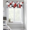 thumbnail image 4 of Kitchen Cafe Valance Curtain for Small Windows,Mid-Century Abstract Geometric Rod Pocket Short Valances Modern Gray Red Art Window Treatment Panel for Living Room/Bedroom/Bathroom,54x18in, 4 of 9