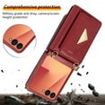 thumbnail image 3 of Allytechgroup Galaxy Z Flip 7 Wallet Case with Cards Holder, Detachable Shoulder Strap Envelope Design Closure Protective Anti-Scratch Phone Case Shell for Samsung Galaxy Z Flip 7,Winered, 3 of 5