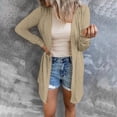 thumbnail image 2 of SELONE Summer Cardigans for Women Long Sleeve Tunic Open Front Cardigans Without Hoodie Solid Lightweight Beach Vacation Wear Khaki L, 2 of 5